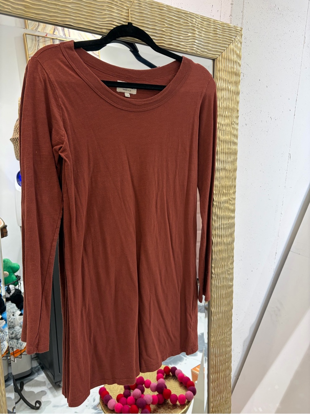 MATE the Label Long Sleeve Scoop Neck Top in Rust
